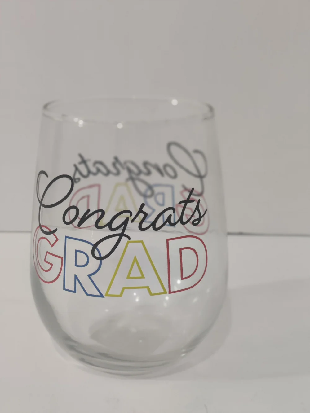 Pair Of Two (2) Greenbrier “Congrats GRAD” 16.8 oz Stemless Beer/Wine Glass